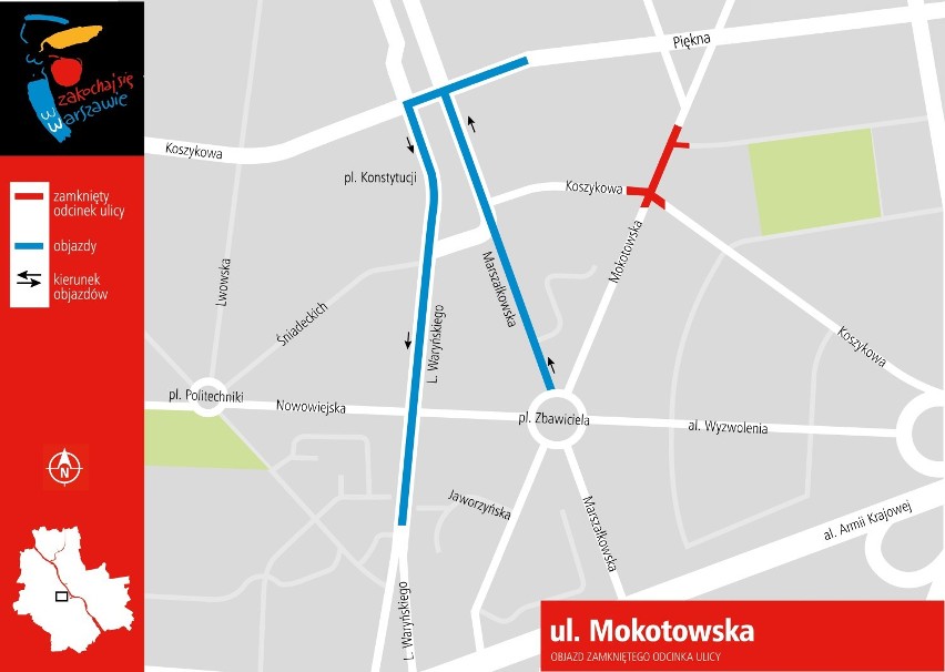 Do 26 września wieczorem zamknięta będzie ul. Mokotowska...