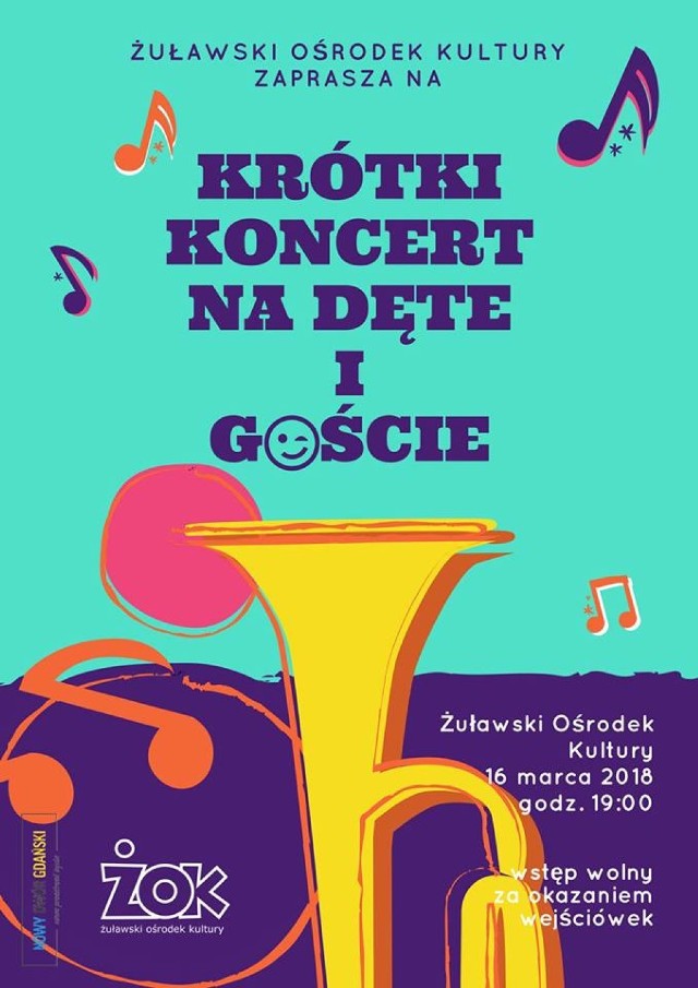 Nowy Dwór Gdański. W piątek 16 marca w Żuławskim Ośrodku Kultury odbędzie się “Koncert na dęte i goście”. Wstęp jest bezpłatny.