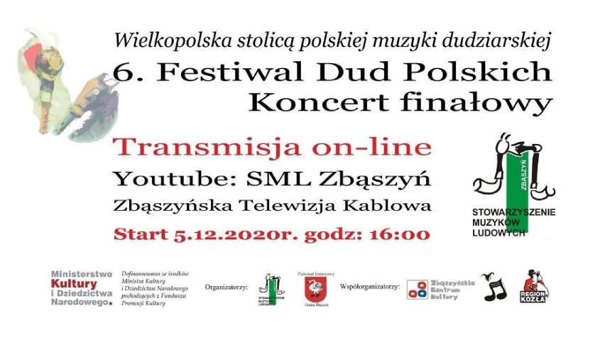 Zbąszyń: VI Festiwal Dud Polskich. "Wielkopolska stolicą polskiej muzyki dudziarskiej" 5 grudnia 2020