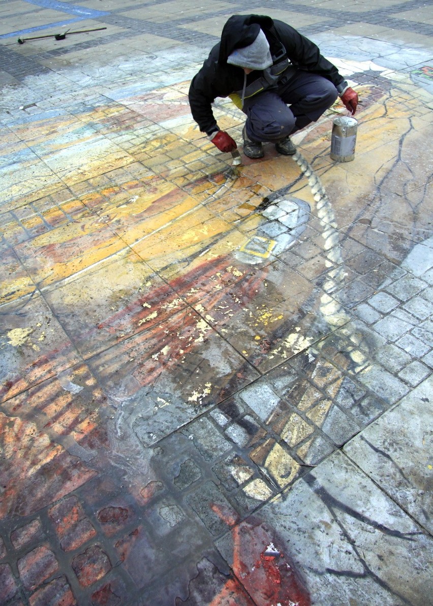 Kolorowe graffiti 3D zmyte z lubelskiego deptaka (zdjęcia)