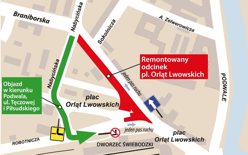 Mapa zastępczej organizacji ruchu, która ma zacząć...