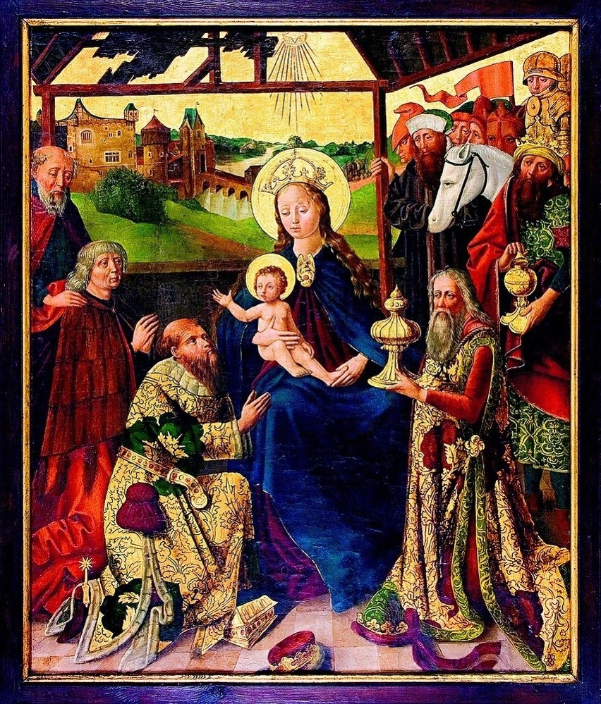 Pokłon Trzech Króli, Wrocław ok.1500 r., tempera na desce,...