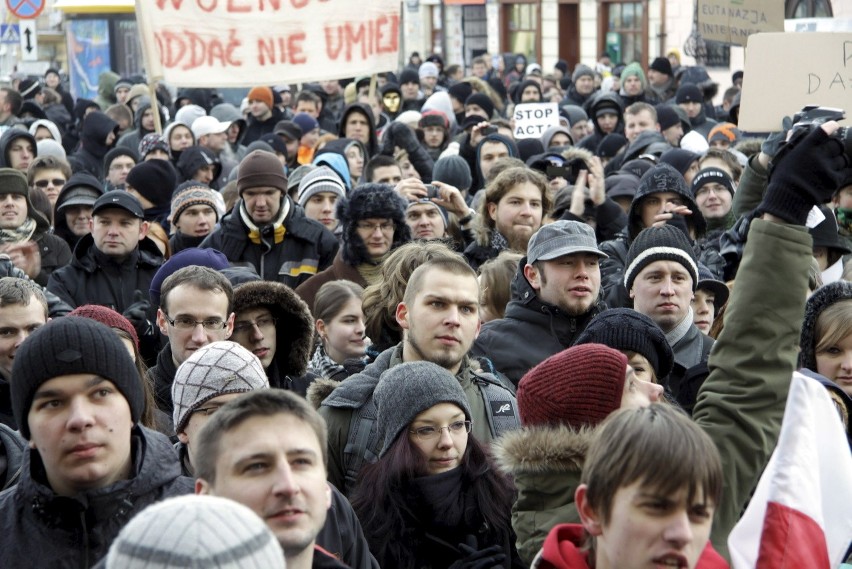 Protest przeciwko ACTA w Lublinie (ZDJĘCIA, WIDEO)