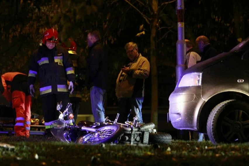 Wrocław: Potrącenie motocyklisty na ul. Bajana (ZDJĘCIA)