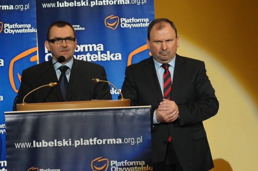 Politycy lubelskiej PO, od lewej: Włodzimierz Karpiński i...