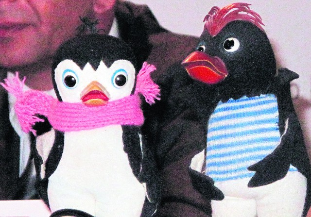 Grzeczny mały pingwin Pik-Pok (od lewej) i prawdziwy rozrabiaka, Nicpoń.