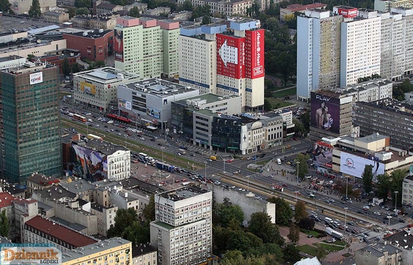 Łódź z lotu ptaka w 2007 roku. Panorama Łodzi z okna...