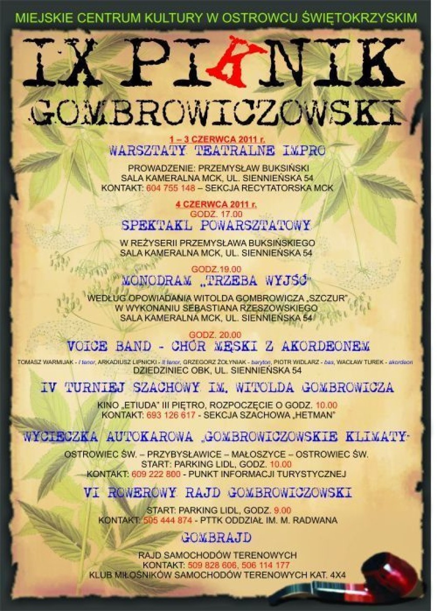 Plakat IX Pikniku Gombrowiczowskiego w Ostrowcu...