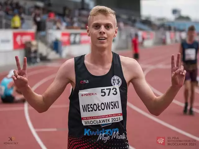 Miłosz Wesołowski wywalczył złoto i tytuł mistrza Polski juniorów młodszych w biegu na 1500 m