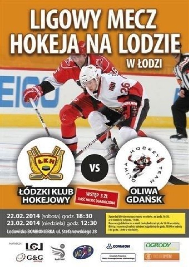 Plakat meczu ŁKH - Oliwa Hockey Team.
Fot. Mariusz Reczulski