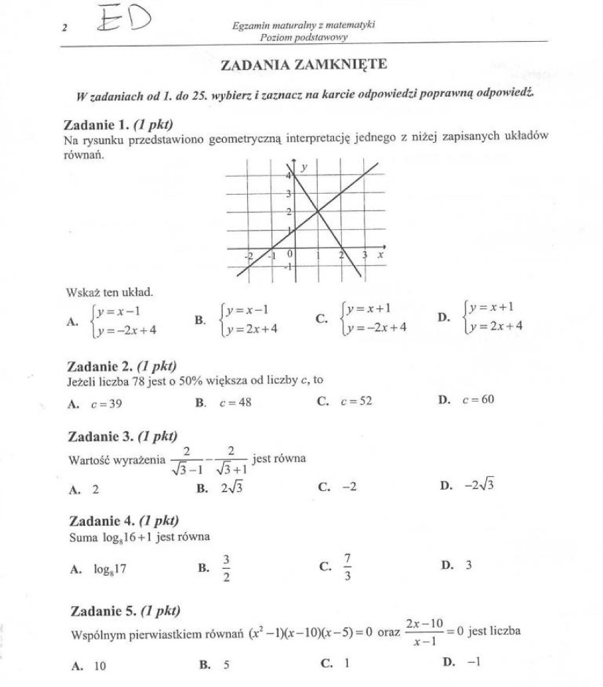 Matura 2014 arkusze z matematyki