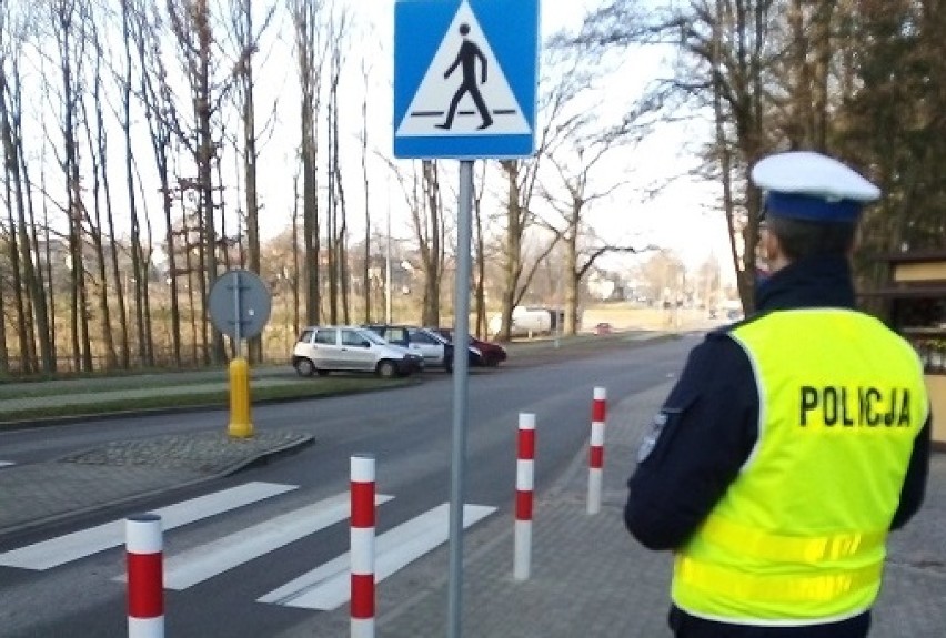 Policjanci skontrolują pieszych i rowerzystów 