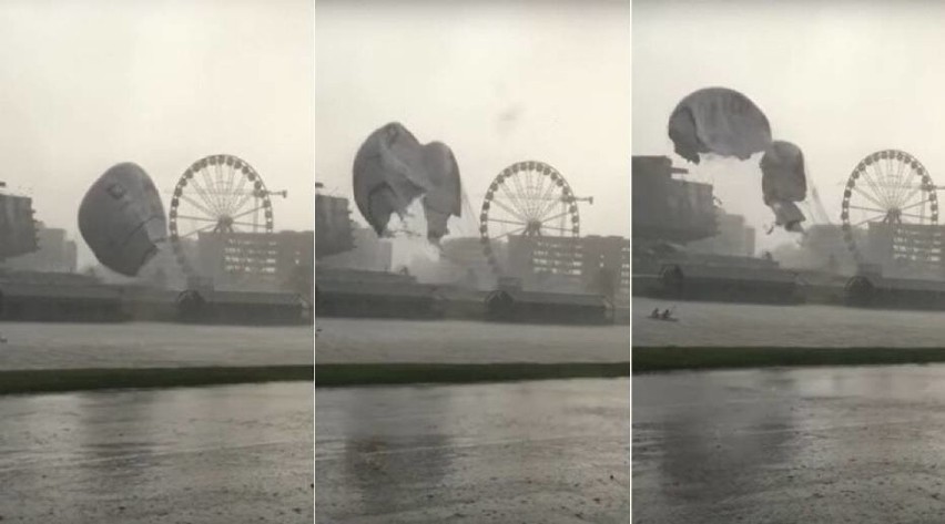 Moment, w którym wiatr rozerwał czaszę balonu