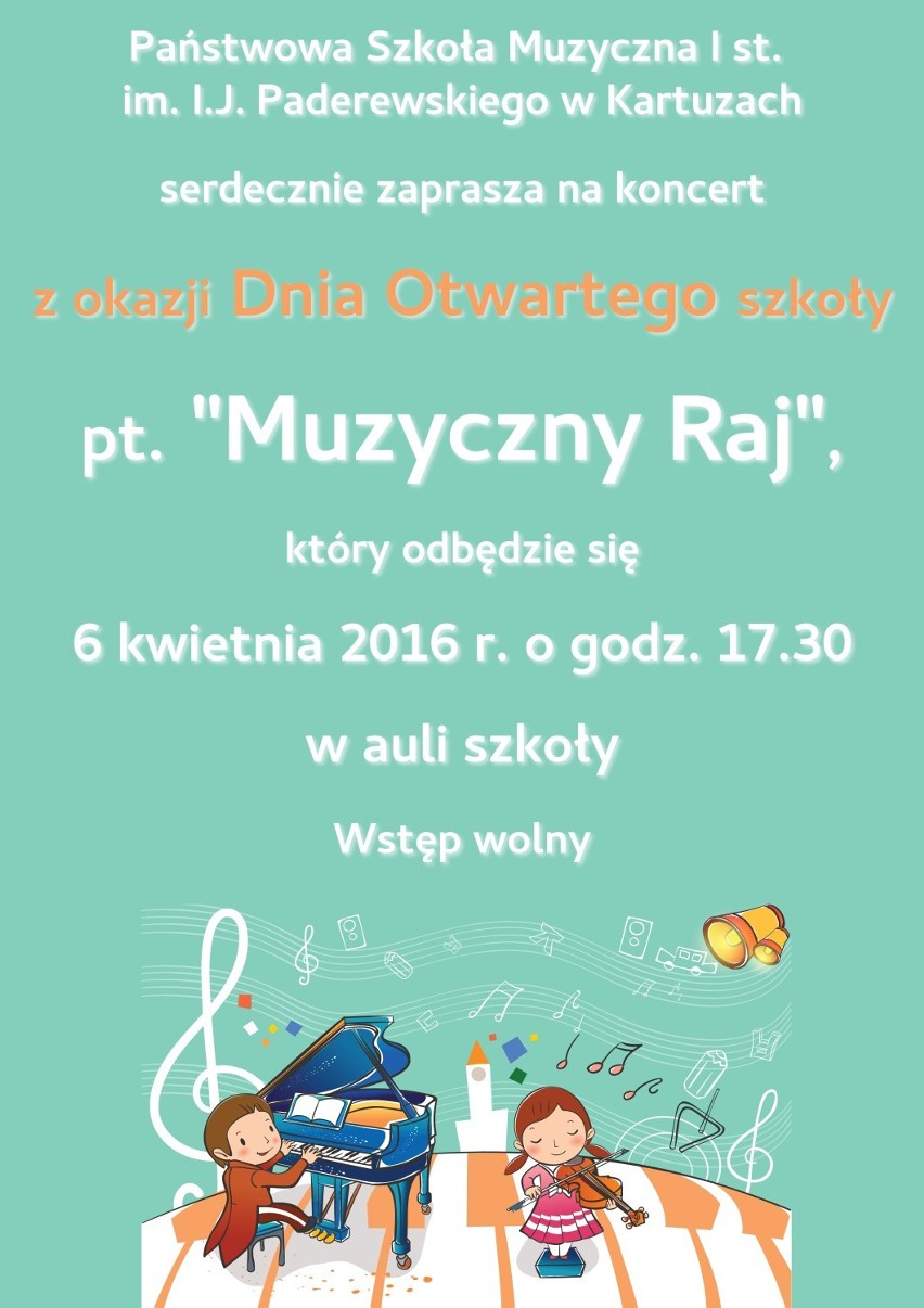 Dzień otwarty i koncert Muzyczny Raj w szkole muzycznej w Kartuzach