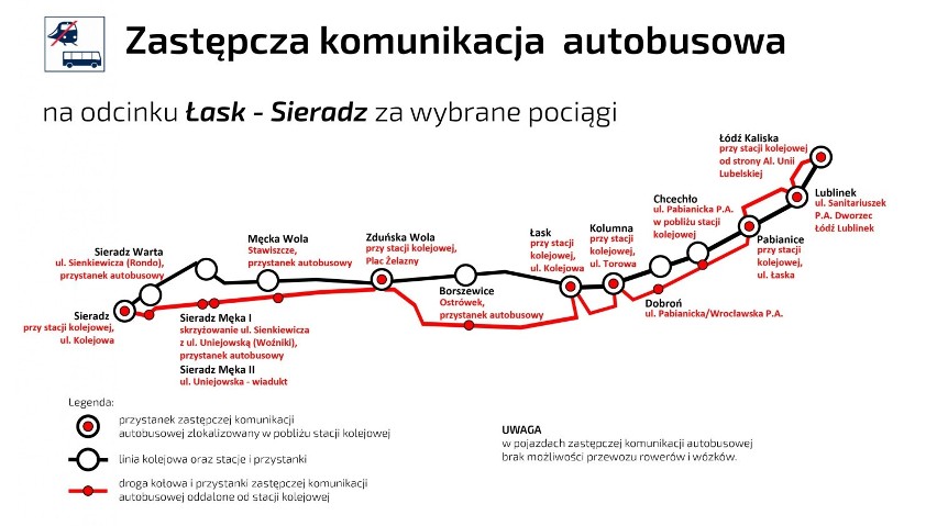 Nowy rozkład jazdy pociągów na linii Sieradz - Zduńska Wola - Łask od niedzieli 21 października. Łódzka Kolej Aglomeracyjna informuje