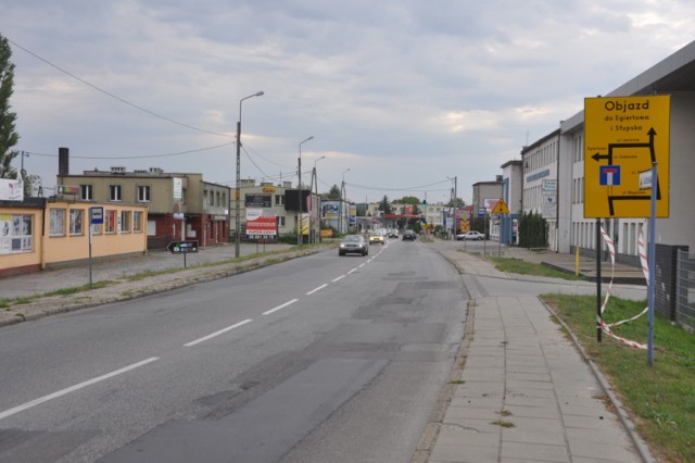 Kartuzy - zamknięta ulica Gdańska i objazdy Węglową, zdjęcie z 23.08.2015