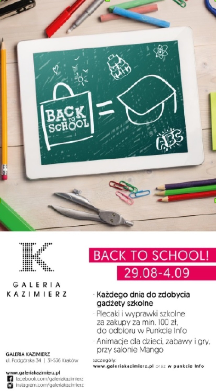 Back to school” - Galeria Kazimierz rozdaje szkolne gadżety | Kraków Nasze  Miasto
