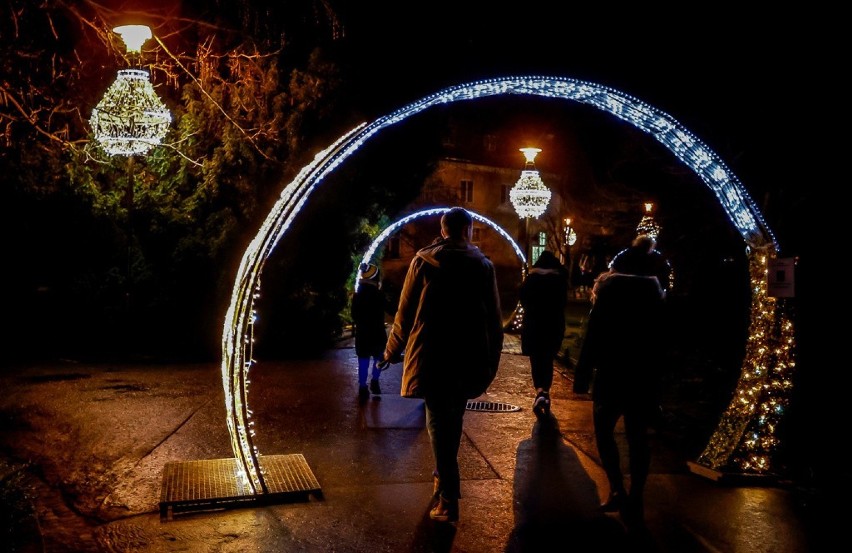 Świąteczne iluminacje w Parku Oliwskim zachwycają zwłaszcza wieczorami. To naprawdę warto zobaczyć!