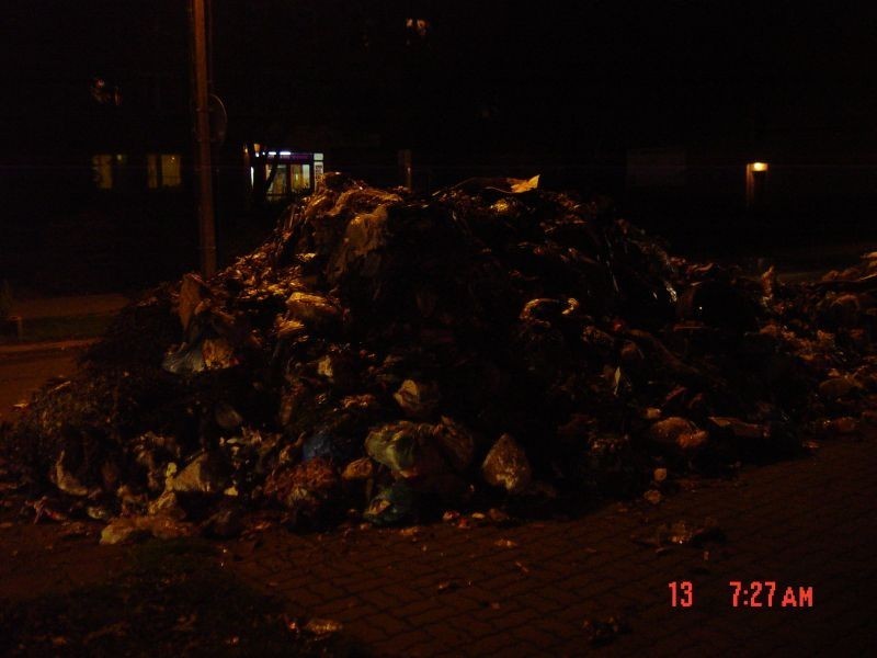 Palacza - Wysypało się ze śmieciarki. Stosy śmieci na ulicy [ZDJĘCIA]