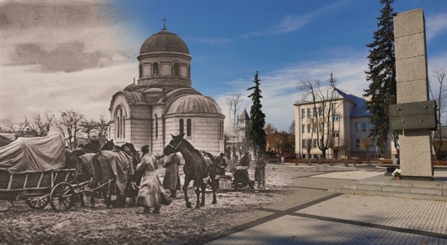 21 stycznia 1912 – 110 lat temu dokonano konsekracji cerkwi pw. św. Serafina z Saratowa w Sieradzu (rozebrana na przełomie 1927 – 1928 r). Na zdjęciu świątynia umiejscowiona w obecnej lokalizacji - kolaż znalazł się w miejskim kalendarzu na 2022 rok wydanym przez Sieradz