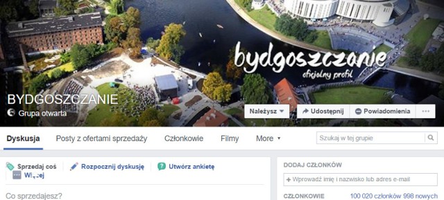 Facebookowa grupa "BYDGOSZCZANIE" ma już ponad 100 tysięcy członków!