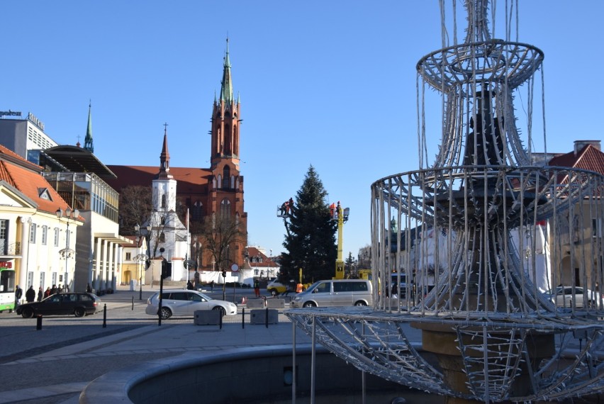 Świąteczna choinka już stoi na Rynku Kościuszki. W niedzielę rozbłyśnie [ZDJĘCIA]