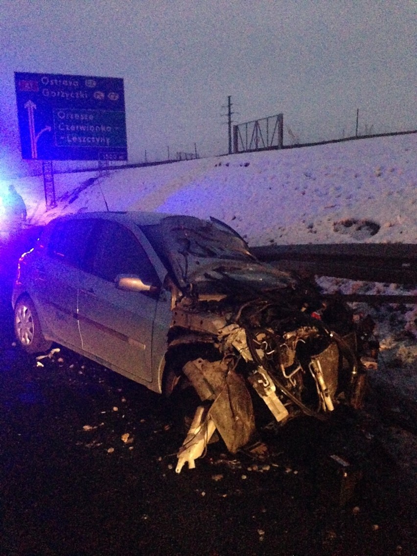 Wypadek na autostradzie A1 przed zjazdem na Dębieńsko