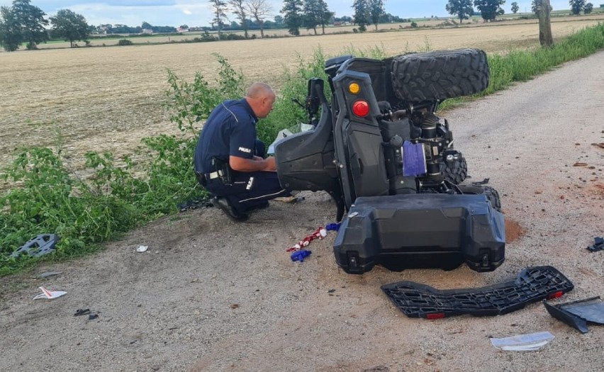 Wypadek między Piotrówkiem i Komornikami w gminie Kunice, ranny kierujący quadem