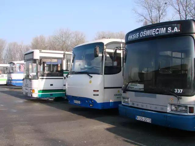 Na dworcu PKSiS w Oświęcimiu stoi kilkanaście autobusów. Niektóre czekają na zmianę kierowcy, inne na naprawę. Każdego dnia ubywa kursów, bo kierowcy nie mają pieniędzy na paliwo