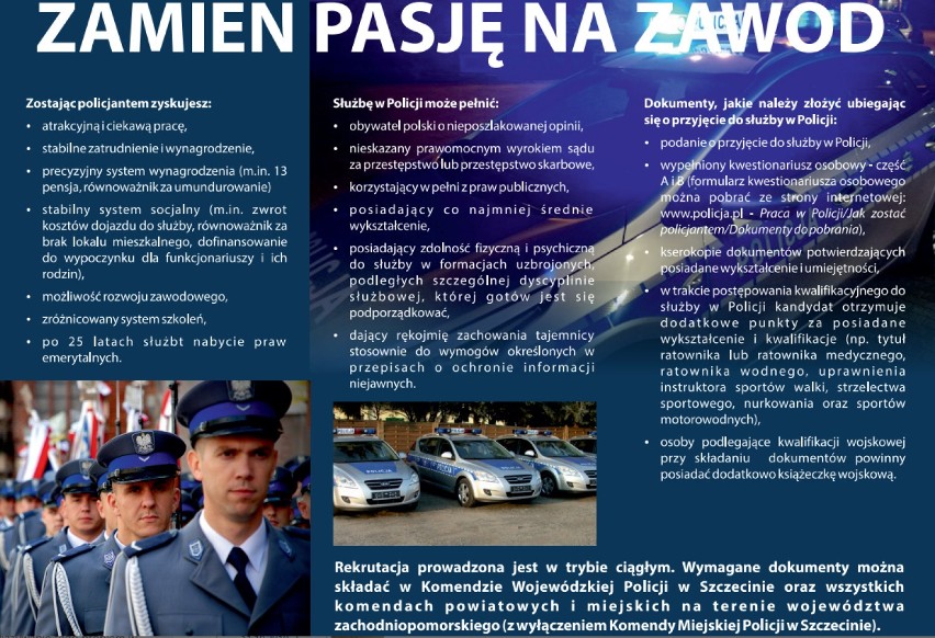 Hej, stargardzki maturzysto! Szukasz ciekawej pracy? Możesz wstąpić do policji!