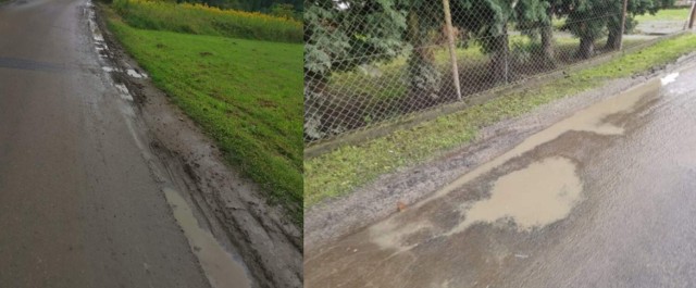 Tak po ulewach wyglądało pobocze ulicy, która prowadzi od strony osiedla Gądki na most przez Wisłokę. Po interwencji mieszkańców  władze miasta na pobocze wysypano kliniec.