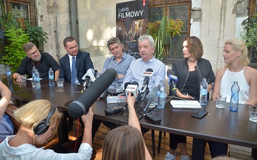 Konferencja prasowa podczas pobytu ekipy filmowej w Lublinie