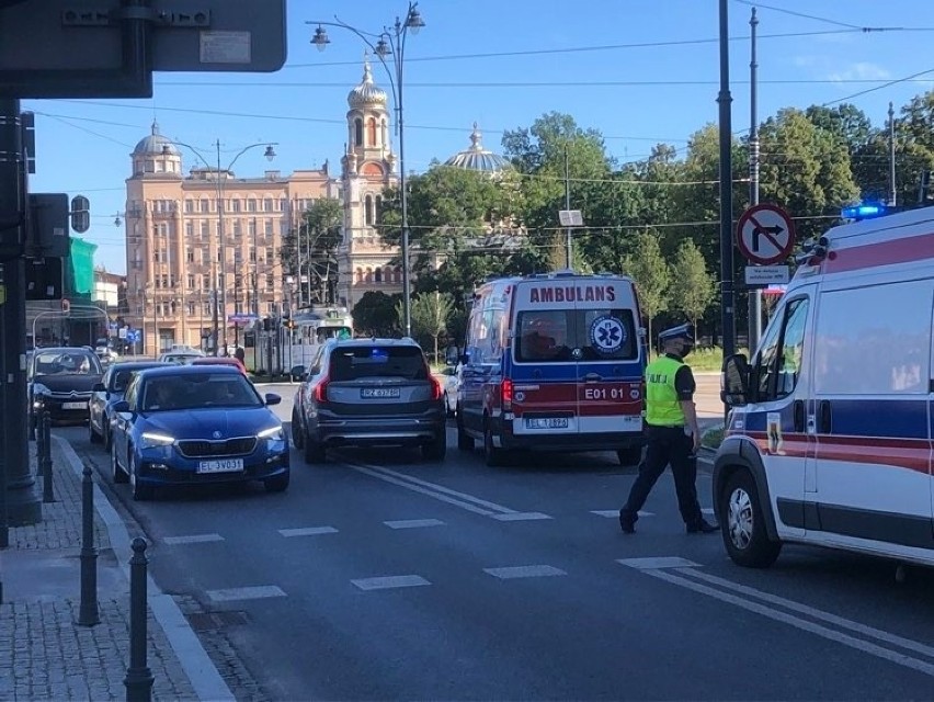 Wypadek motocyklisty w Łodzi na Kilińskiego przy Dworcu...