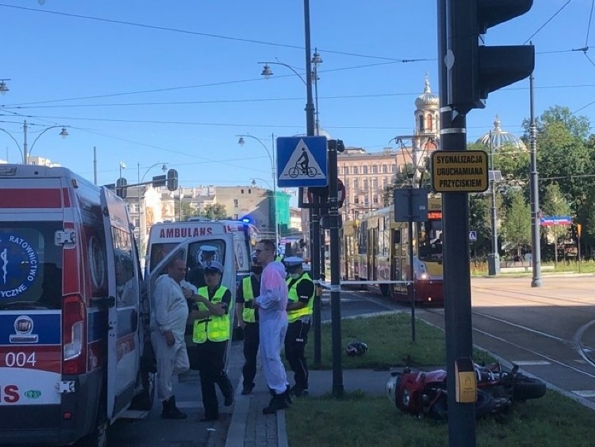 Wypadek motocyklisty w Łodzi na Kilińskiego przy Dworcu...
