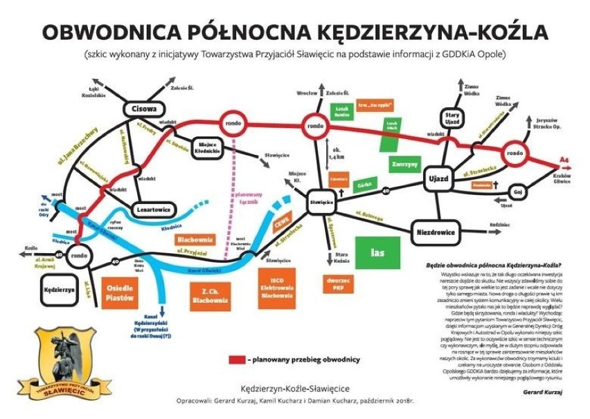 Przebieg obwodnicy północnej Kędzierzyna-Koźla.