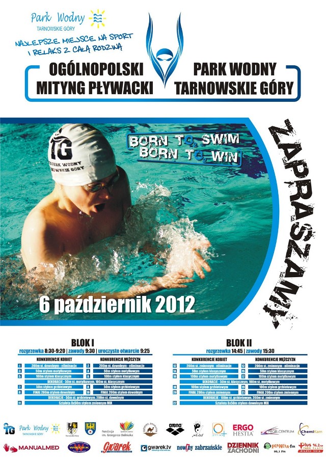 Plakat mityngu pływackiego