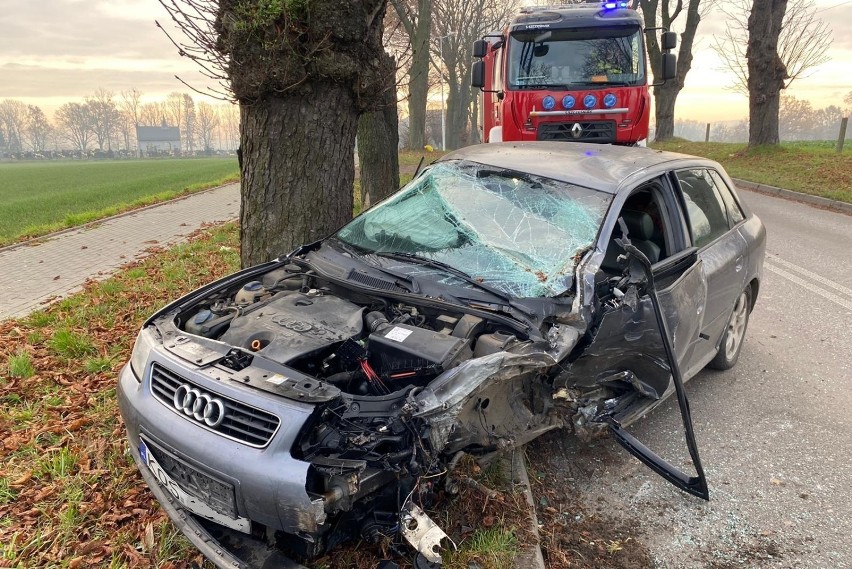 Poranny wypadek na ul. Kasztanowej w Polance Wielkiej.