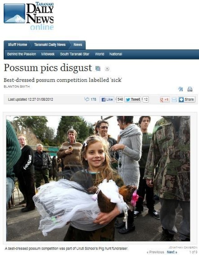 Szokujący konkurs szkolny źródło: http://www.stuff.co.nz/taranaki-daily-news/news/7392131/Possum-pics-disgust