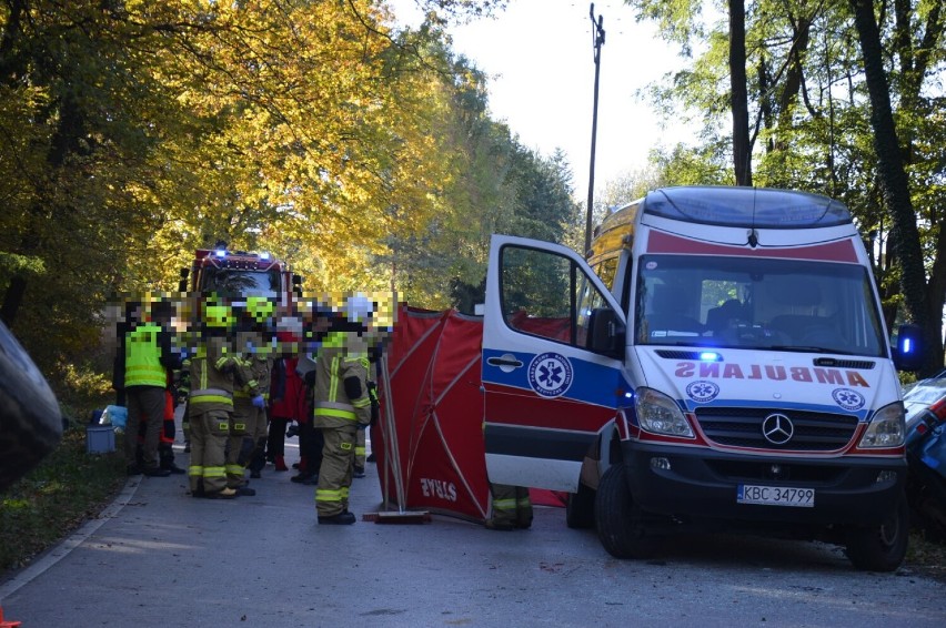 Wypadek w Ujeździe, jedna osoba zginęła, 14 zostało rannych,...