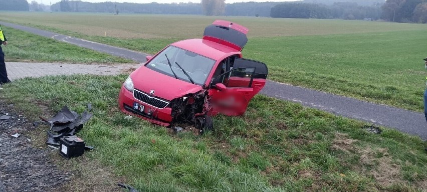 Tragiczny wypadek na trasie Leszno - Osieczna. W czołowym zderzeniu dwóch aut zginęła jedna osoba  ZDJĘCIA