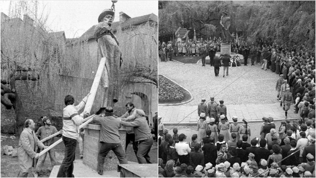 Montaż ważącego 2,5 tony i odsłonięcie pomnika gen. Bema miały miejsce w maju 1985 roku na skwerze przy ul. Wałowej, obecnie plac Węgierski
