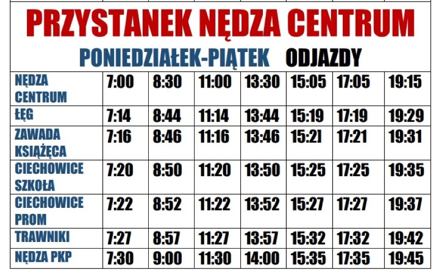 Zobacz rozkład jazdy darmowych autobusów w Nędzy na czas...
