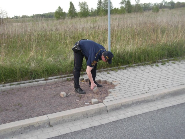 Strażnicy miejscy zatrzymali na gorącym uczynku mężczyznę, który kradł kostkę brukową na ul. Villardczyków