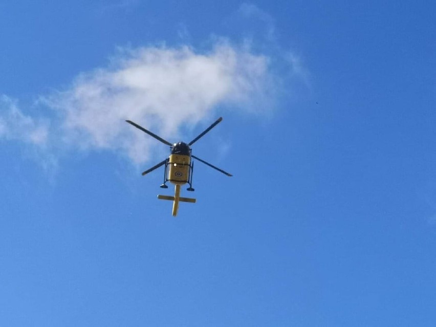 Lądowanie śmigłowca LPR w Brzegu 11 sierpnia.