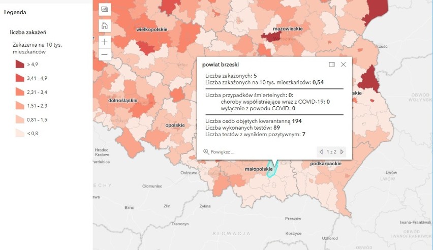 Dane na temat nowych zakażeń - 22.01 2021