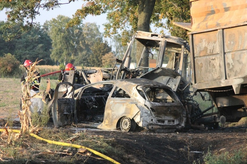 Wypadek na krajówce. Pojazdy stanęły w ogniu. Jedna osoba w szpitalu [ZDJĘCIA]