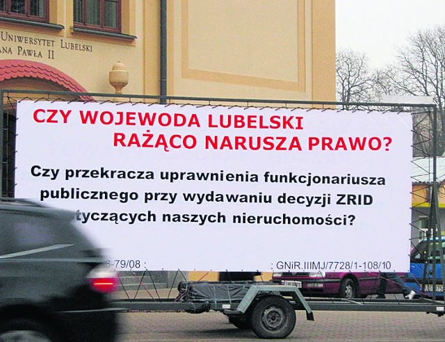 Taki baner pojawił się we wtorek na ul. Spokojnej