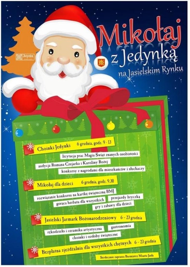 Mikołaj z Jedynką na rynku w Jaśle