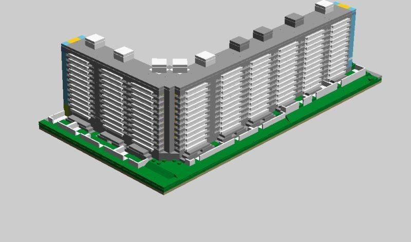 11-piętrowy blok mieszkalny z klocków Lego