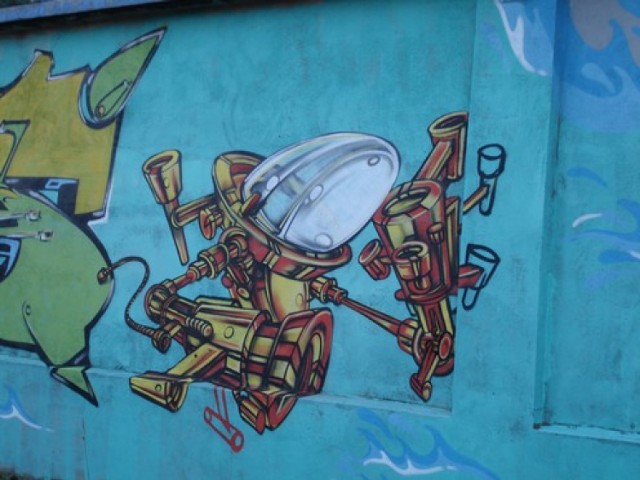 Malowanie muru Wodociągów Białostockich w ramach akcji Graffiti Jam